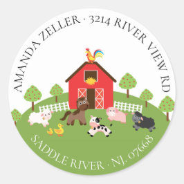 Boskap Baby Shower Return-adressetikett Runt Klistermärke