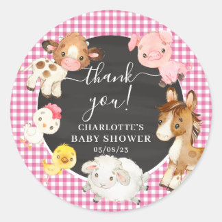Boskap Baby Shower Runt Klistermärke