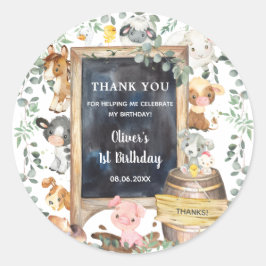 Boskap Barnyard 1:a födelsedag Babykläder Runt Klistermärke