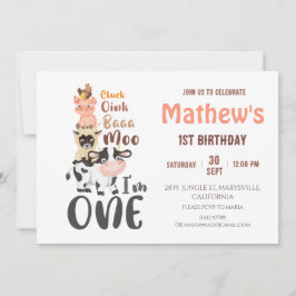 Boskap barnyard 1:a födelsedag inbjudningar