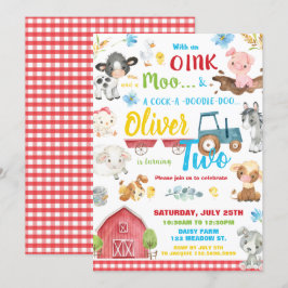 Boskap Barnyard 2:a födelsedag två Inbjudningar