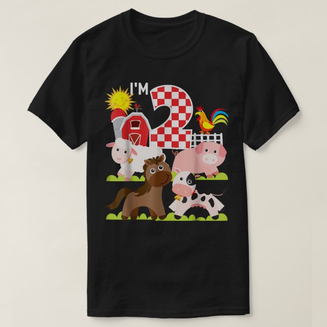Boskap Barnyard 2:a födelsedagen Im 2 år gammal t Shirt (Design framsida)