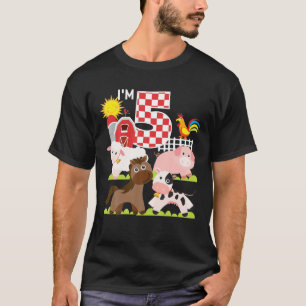Boskap Barnyard 5:e födelsedagen Jag är 5 år gamma T Shirt