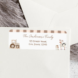 Boskap Barnyard Baby Shower-etikett Returadress Etikett