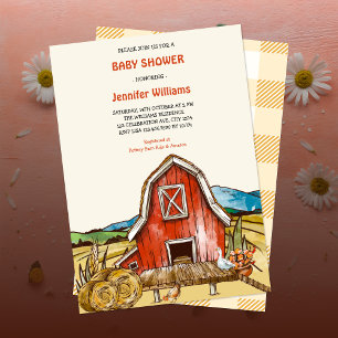 Boskap Barnyard Baby Shower Inbjudningar