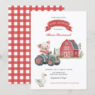 Boskap Barnyard Baby Shower Inbjudningar