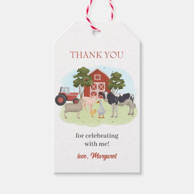 Boskap Barnyard Baby Shower Presentetikett (Framsidan)