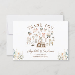 Boskap Barnyard Baby Shower Tack Kort