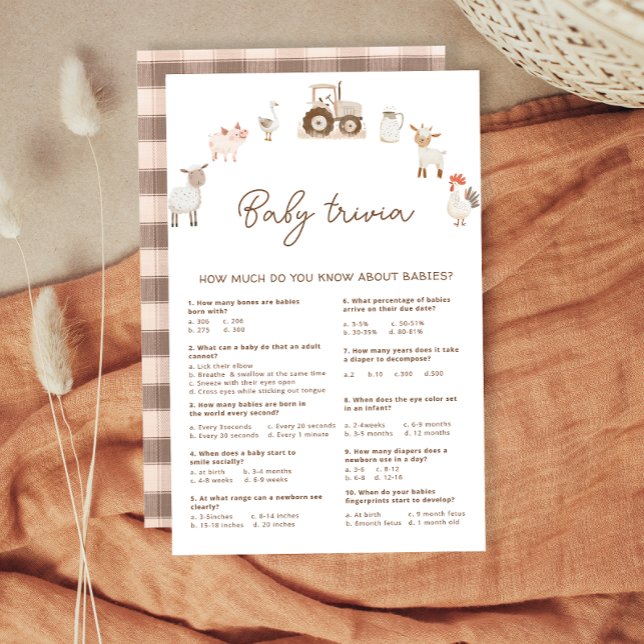 Boskap Barnyard Baby Shower Trivia Game (Skapare uppladdad)