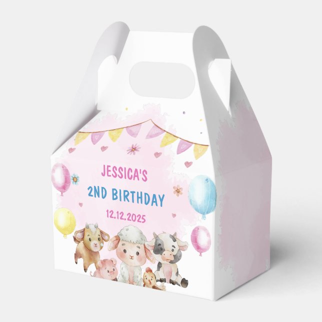 Boskap Barnyard Balloon Födelsedagsfest Presentaskar (Framsidan Sidan)