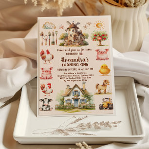 Boskap Barnyard Bash Ranch Födelsedagsfest Inbjudningar