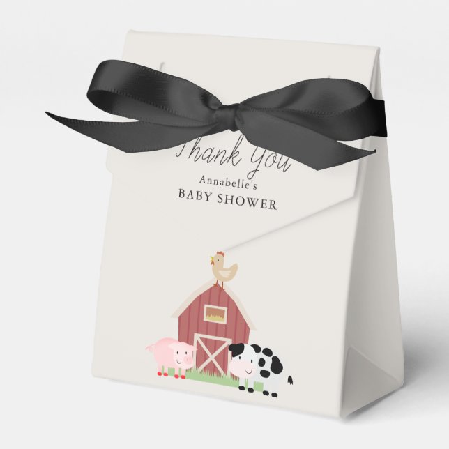 Boskap Barnyard Beige Baby Shower Favoritbox Presentaskar (Framsidan Sidan)
