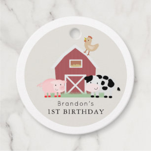 Boskap Barnyard Beige Birthday Tack Gåvor Etiketter