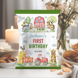 Boskap Barnyard Birthday Chip Bag Wrapper Reklamblad