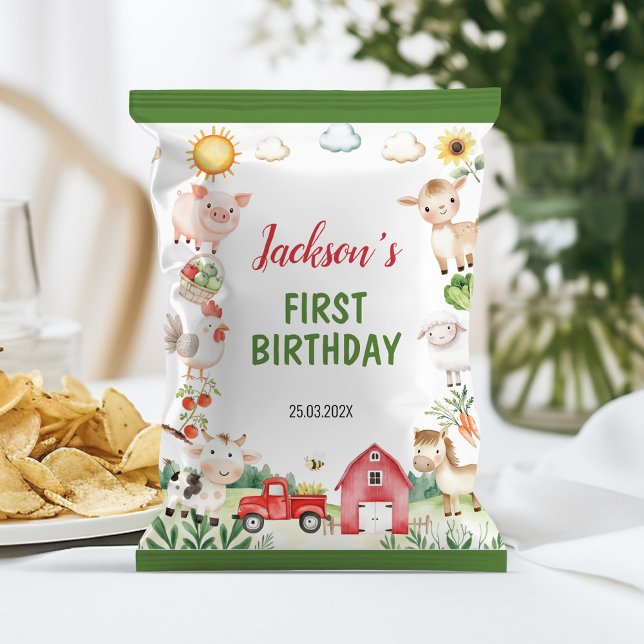 Boskap Barnyard Birthday Chip Bag Wrapper Reklamblad (Skapare uppladdad)
