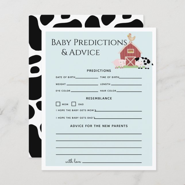 Boskap Barnyard Bl Baby Predictions & Advice (Fram/baksida)