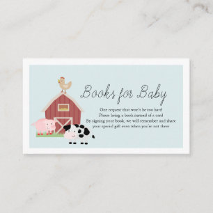 Boskap Barnyard Blue Bokar for Baby Shower Tilläggskort