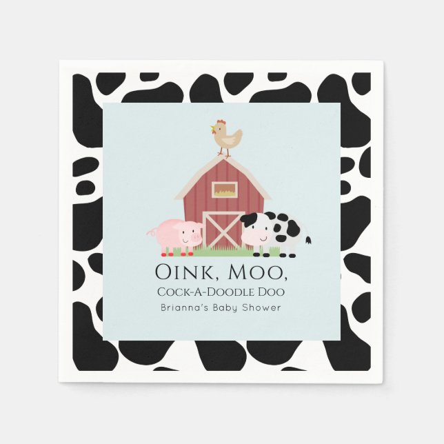Boskap Barnyard Blue Boy Shower Papper Pappersservett (Framsidan)