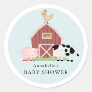 Boskap Barnyard Blue Boy Shower Runt Klistermärke