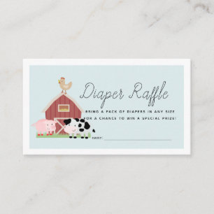 Boskap Barnyard Blue Diaper Raffle Biljett Tilläggskort