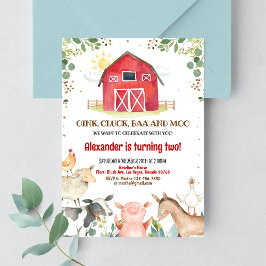 Boskap Barnyard Boy Barn Party Birthday Inbjudningar