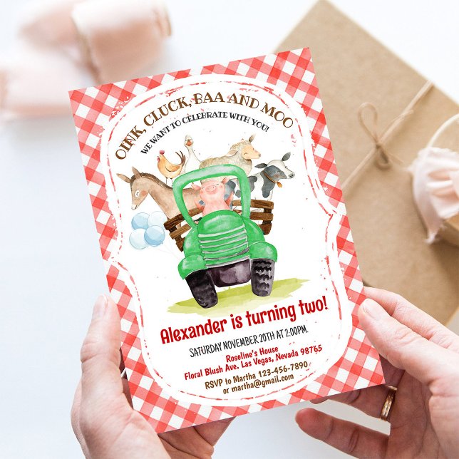 Boskap Barnyard Boy Barn Party Farm Birthday Inbjudningar (Skapare uppladdad)