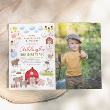 Boskap Barnyard Födelsedagsfest Photo