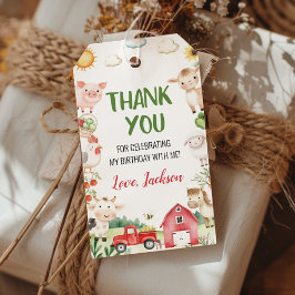 Boskap Barnyard Födelsedagsfest Tack Presentetikett