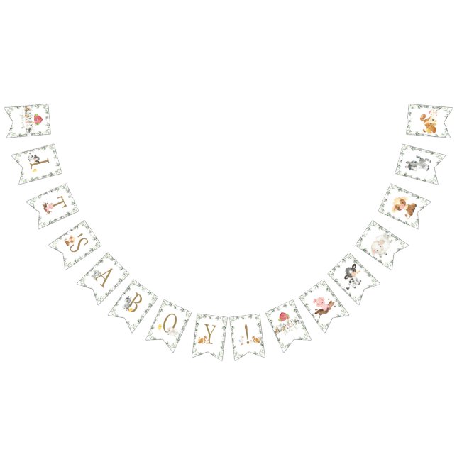 Boskap Barnyard Greenery Det är en pojke  Vimplar (Alla)