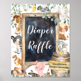 Boskap Barnyard Greenery Diaper Raffle Sign Poster