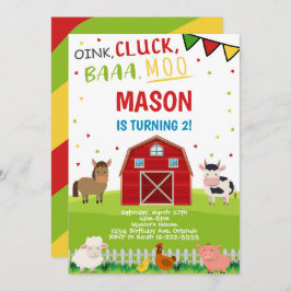 Boskap Barnyard-inbjudan på födelsedagen Inbjudningar