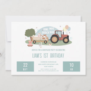 boskap Barnyard Party Boys Inbjudningar