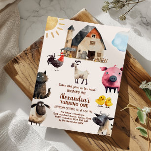 boskap Barnyard Party Inbjudningar