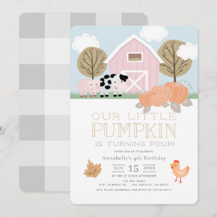 Boskap Barnyard Pumpkin Patch Birthday Inbjudningar