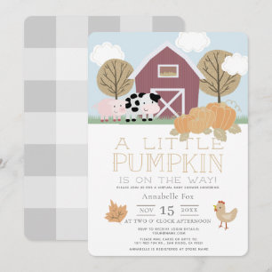 Boskap Barnyard Pumpkin Virtuell Baby Shower Inbjudningar