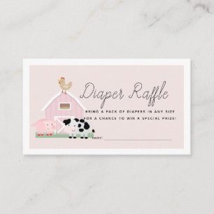 Boskap Barnyard Rosa Diaper Raffle Biljett Tilläggskort