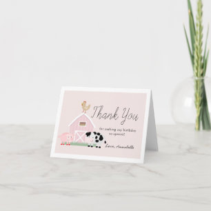 Boskap Barnyard Rosa Girl Birthday Tack Kort