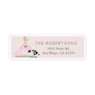 Boskap Barnyard Rosa Returadress Etikett