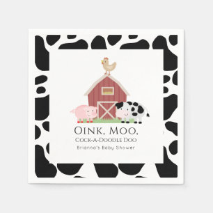 Boskap Barnyard White Baby Shower Papper Pappersservett
