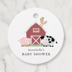 Boskap Barnyard White Baby Shower Tack Gåvor Etiketter
