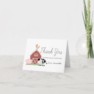 Boskap Barnyard White Baby Shower Tack Kort