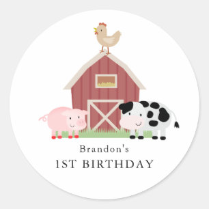Boskap Barnyard White Birthday Runt Klistermärke