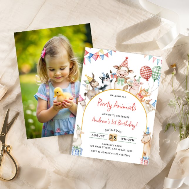 Boskap Birthday Barnyard Födelsedagsfest Inbjudningar (Skapare uppladdad)