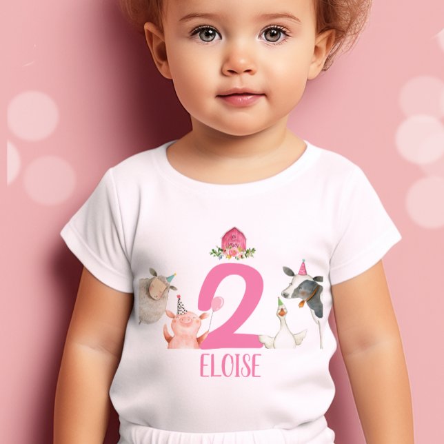 Boskap Birthday Girl Rosa Barnyard T-Shirt (Skapare uppladdad)