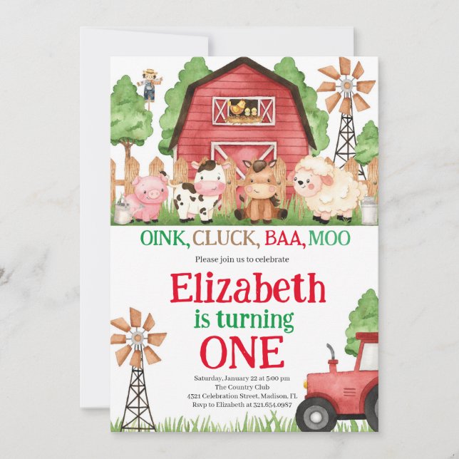 Boskap Boy Barnyard Födelsedagsfest Inbjudningar (Framsida)