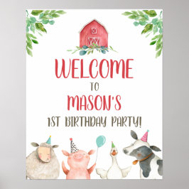 Boskap Boy Födelsedagsfest Barn Barnyard Poster