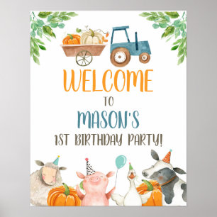 Boskap Boy Födelsedagsfest Pumpkin Välkommen Poster