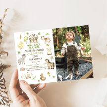 Boskap Boy Grönt Barnyard Birthday Photo