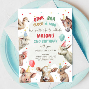 Boskap Boy Red Gingham Barnyard Birthday Inbjudningar