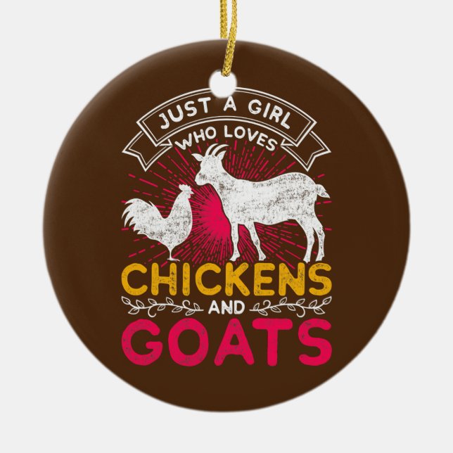 Boskap Chicken Goat Farmer Women Girls Cute Julgransprydnad Keramik (Framsidan)